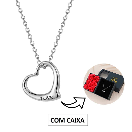 Colar Love + Caixa Com 6 Rosas - Use Ararazu